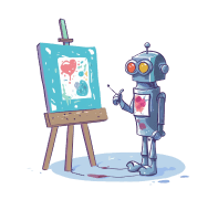 Robot looking at a painting